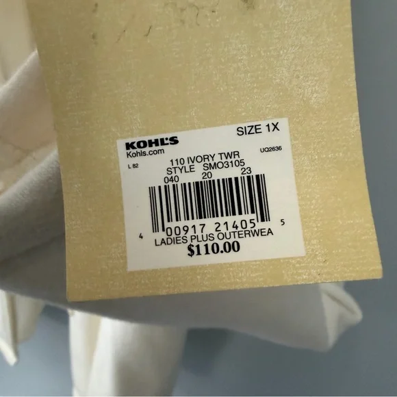 Sonoma Cream Sweatshirt Peacoat Double Breasted Hooded Coat Size 1X - Picture 4 of 9